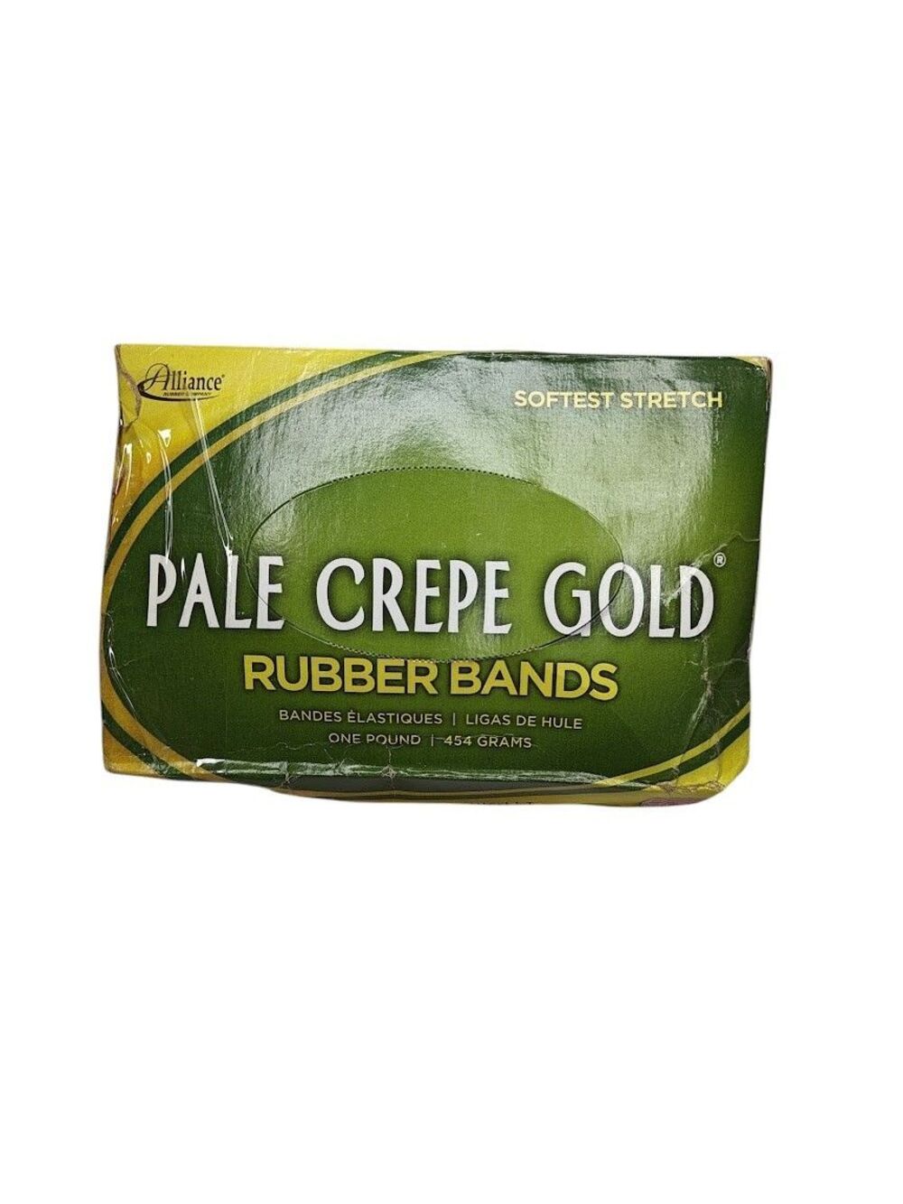 Alliance Pale Crepe Gold Rubber Bands #84 3.5" x 1/2" 1 lb Box